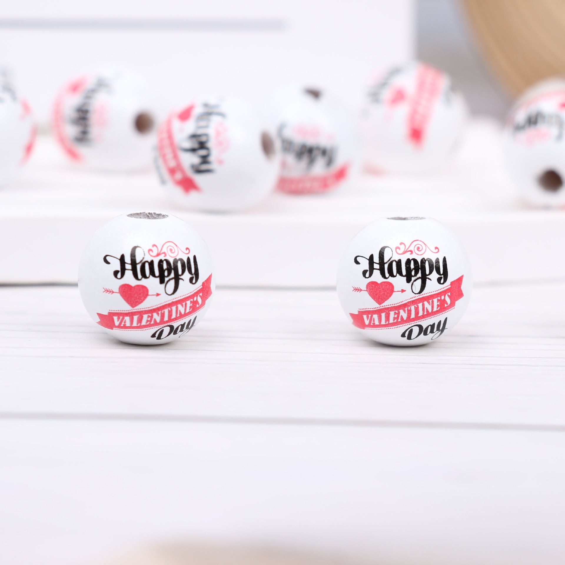 Wholesale 20PCS DIY Valentine's Day Love Color Tassels Twine Wooden Beads